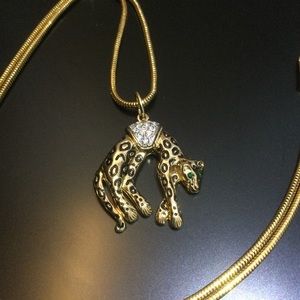 Vintage Joan Collins gold tone leopard necklace